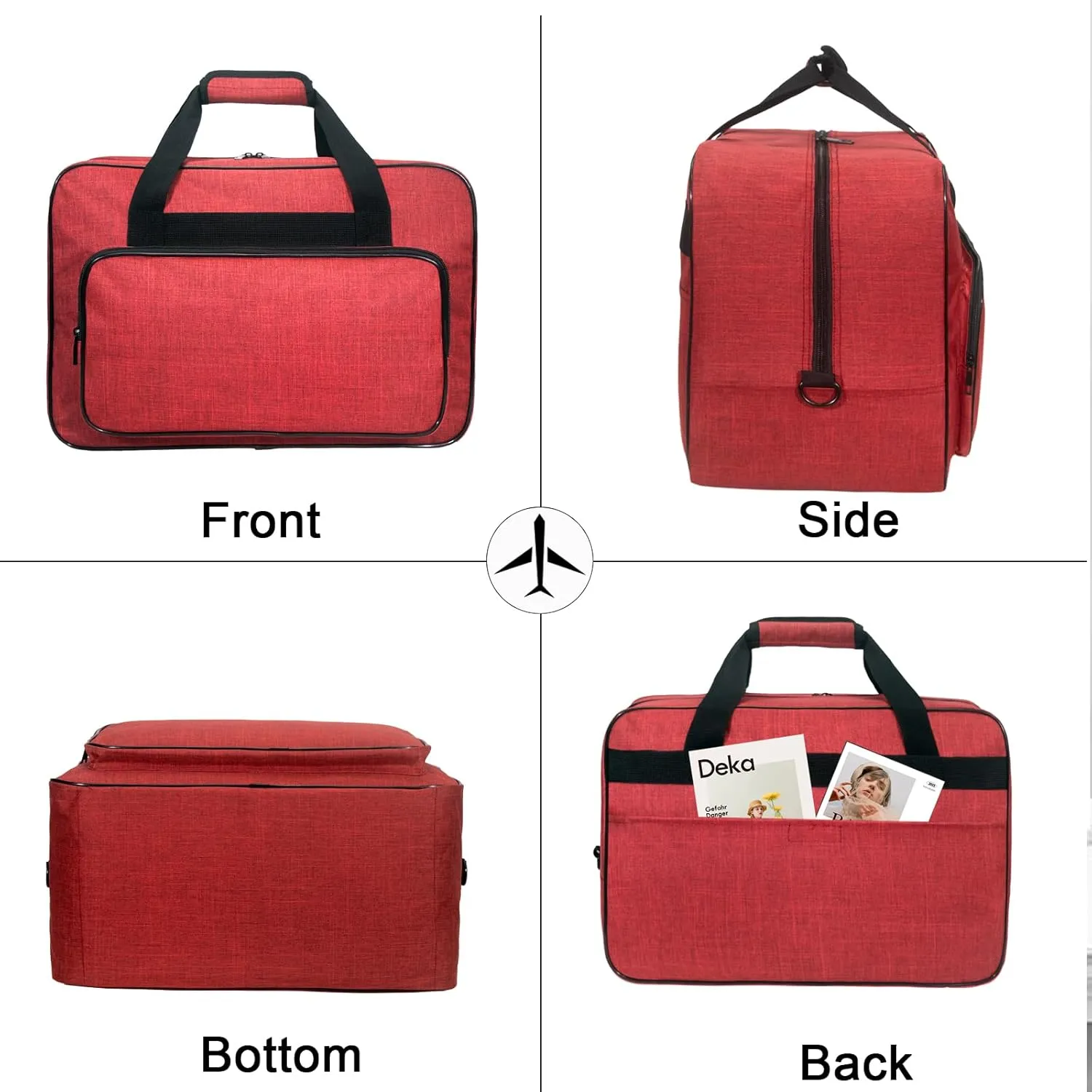 Sewing Machine Carrying Case，Sewing Machine Carrying Case Tote Bag，Universal Tote Storage Bag with Pockets and Handles, Suitable for Most Standard Singer (RED)