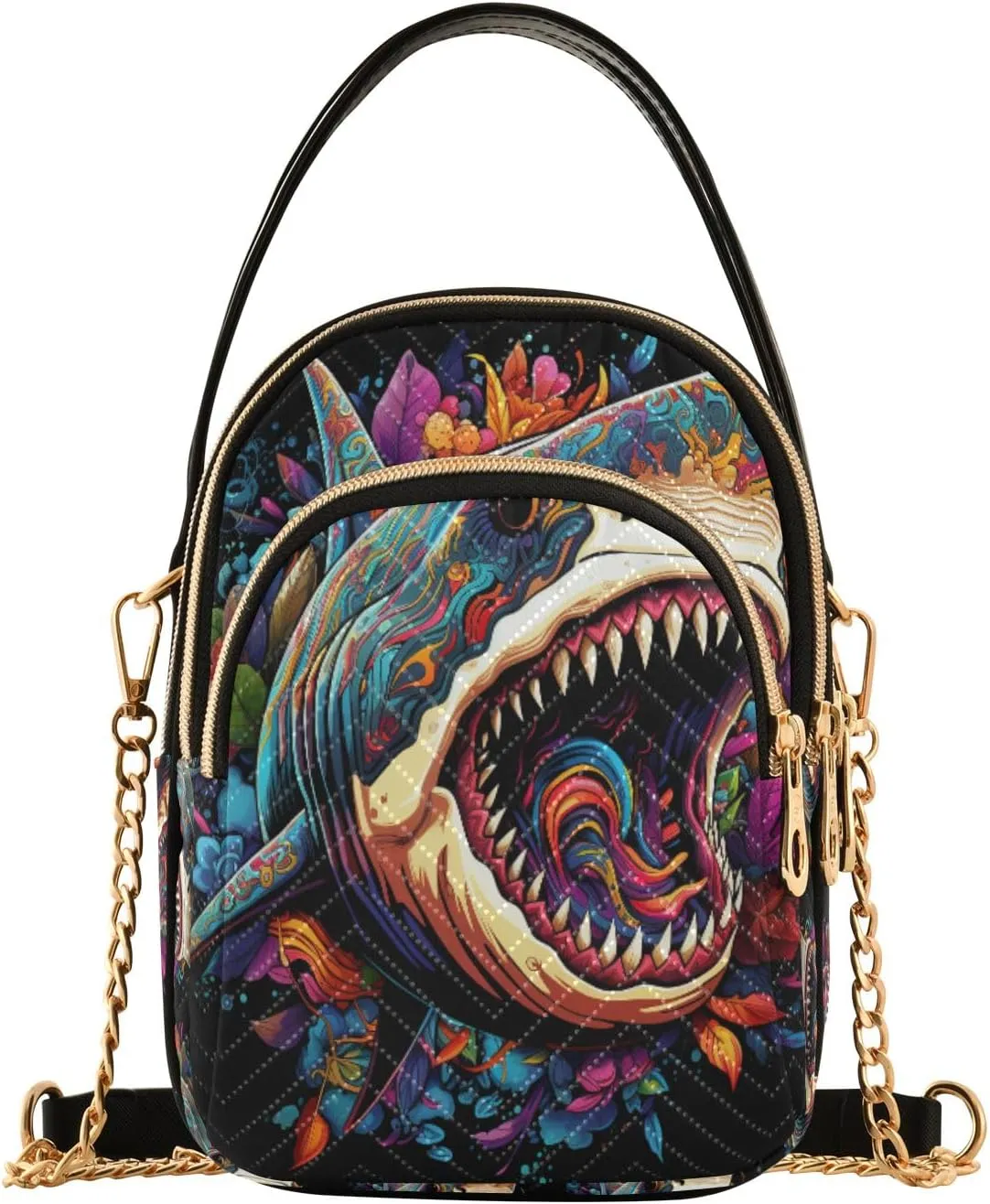 Shark Roar Crossbody Handbags for Women Casual Leather Shoulder Phone Purse
