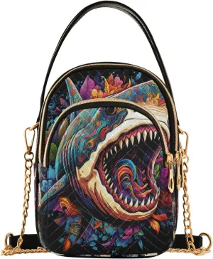Shark Roar Crossbody Handbags for Women Casual Leather Shoulder Phone Purse