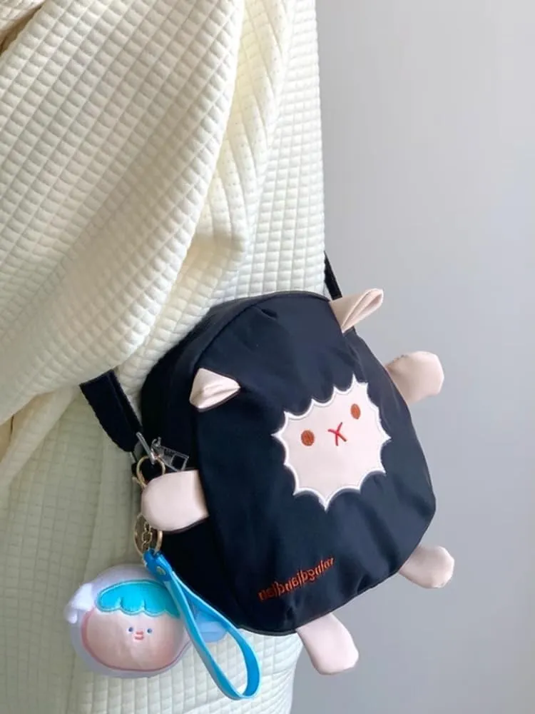 Sheep Crossbody Bag Cute Mini Backpack Cute Bag Kawaii Purse Small Backpack for Women Crossbody Bag Travel Gift (black,Small)
