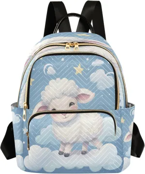 Sheep Night Backpack Purse for Women Fashion Small Mini Daypack Purse for Lady Anti-theft Shoulder Bag for Lady Women