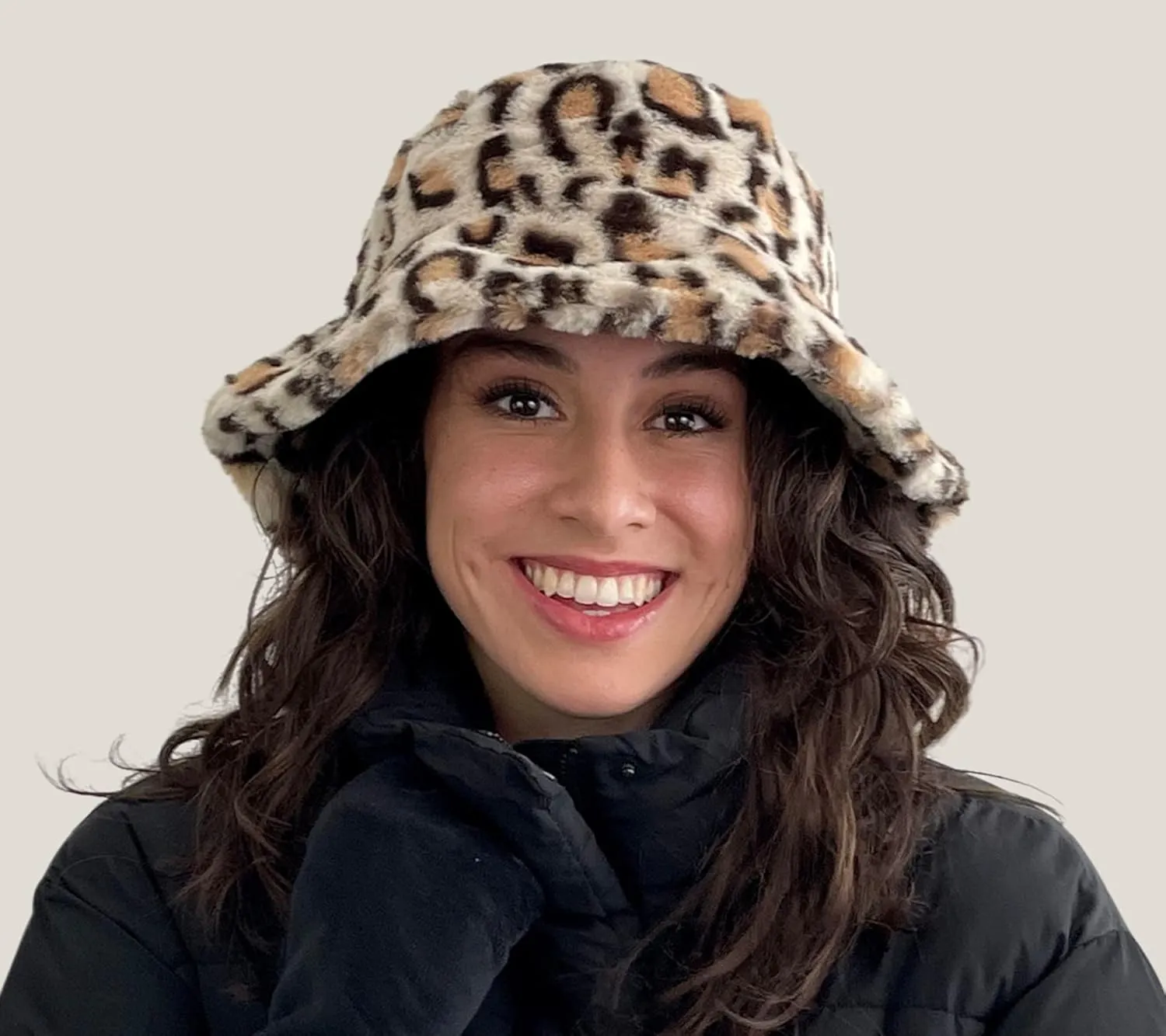 Sherpa Faux Fur Reversible Bucket Hat for Women - Furry Bucket Hat - Sherpa Bucket Hat for Winter