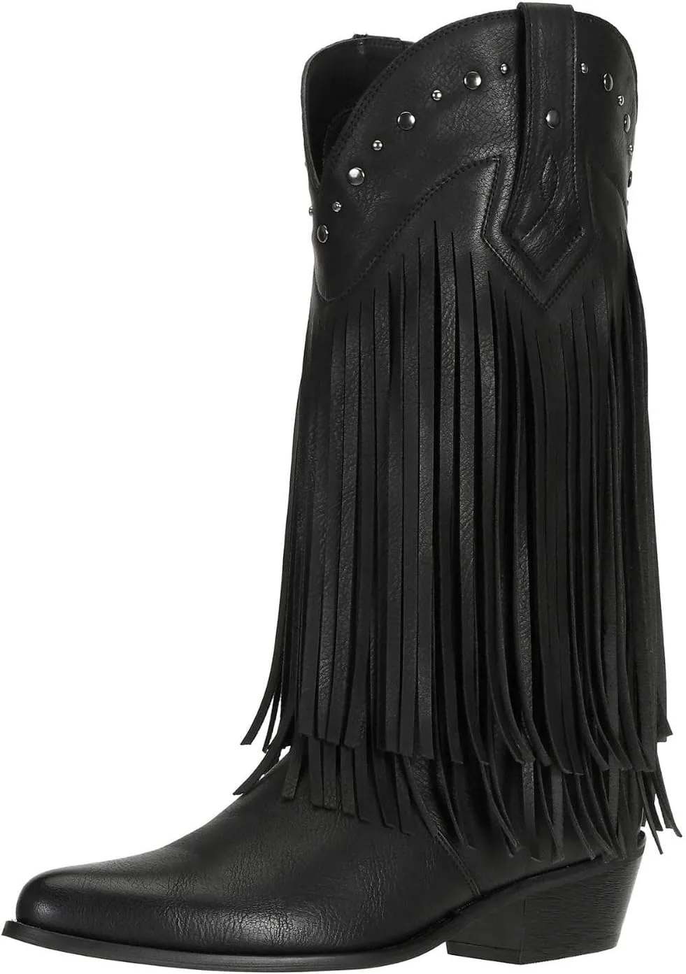 SheSole Women's Fringe Western Boots Wide Calf Riding Cowgirl Cowboy boots Black