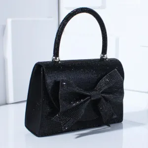 Shiny Dinner Bag Handbag Rhinestone Bow Box Bag Small Square Bag Diagonal Bag Handbag