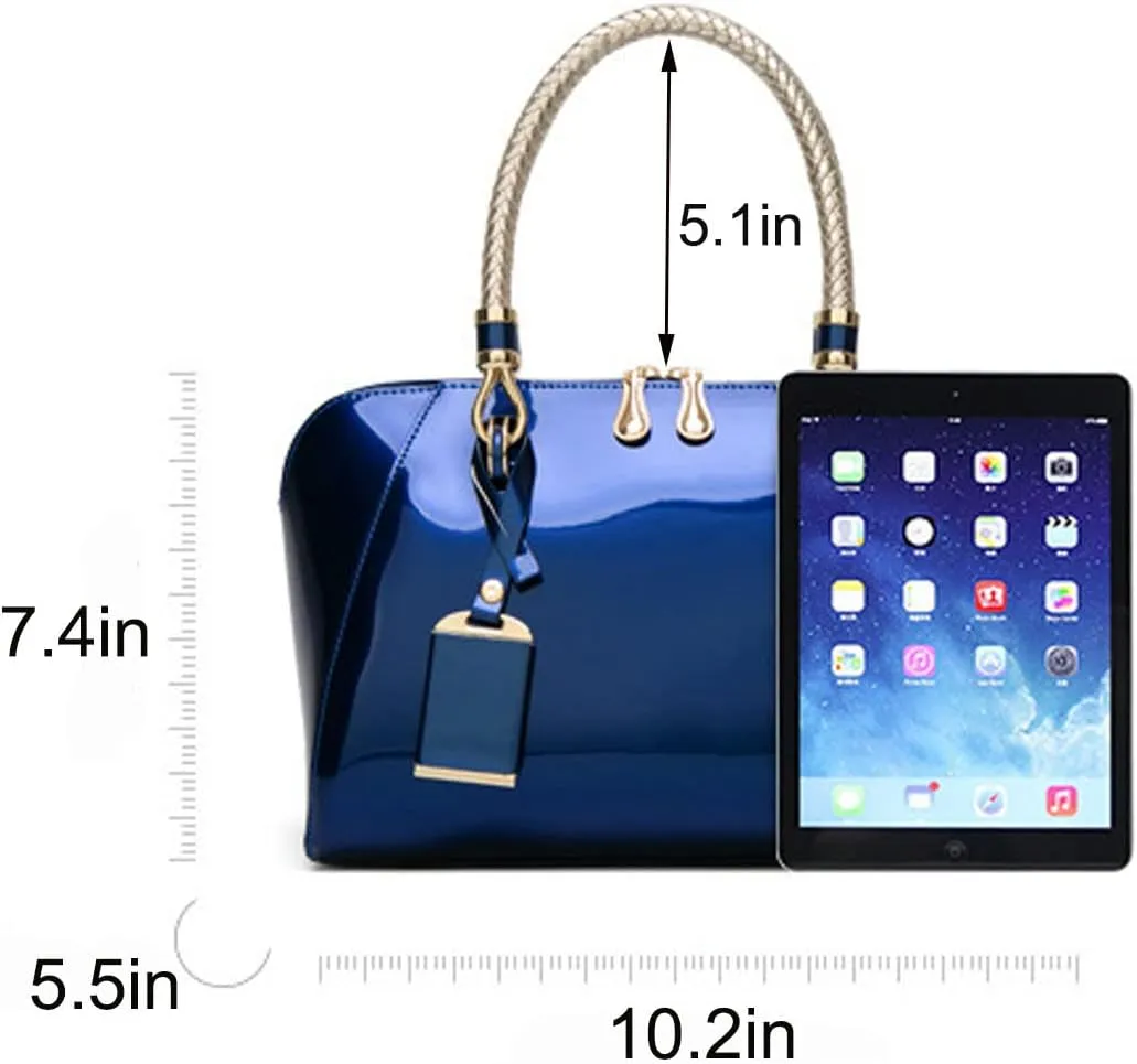 Shiny Patent Women Faux Leather Handbags Crossbody Bag Top Handle Purse Satchel Bag Shoulder Bag