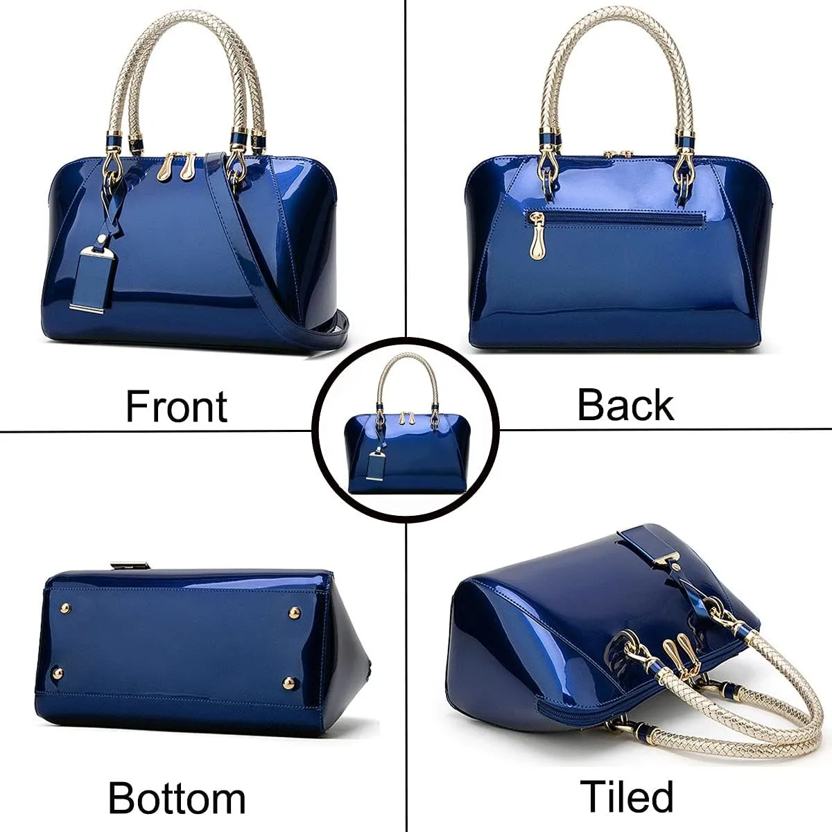 Shiny Patent Women Faux Leather Handbags Crossbody Bag Top Handle Purse Satchel Bag Shoulder Bag