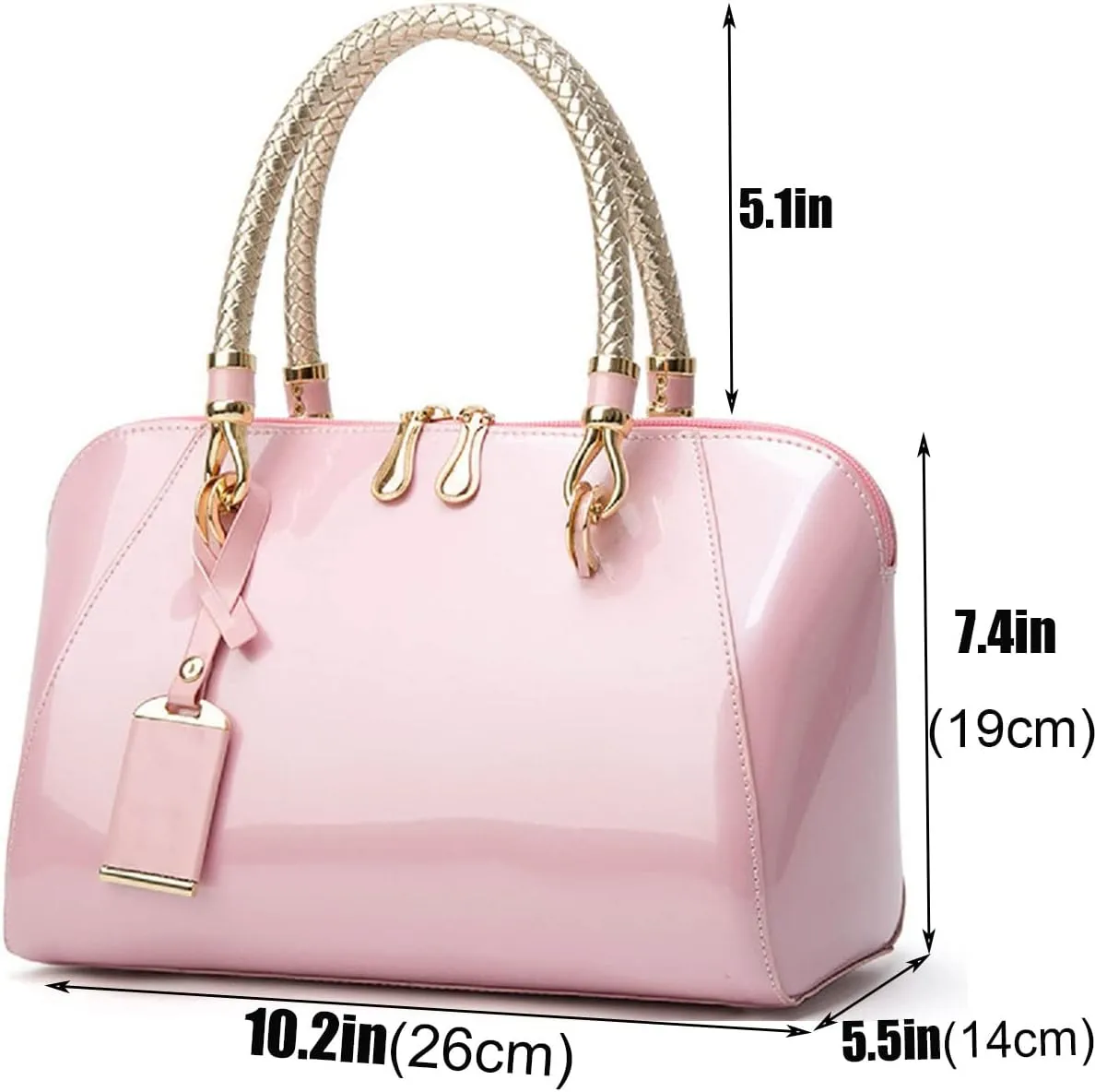Shiny Patent Women Faux Leather Handbags Crossbody Bag Top Handle Purse Satchel Bag Shoulder Bag
