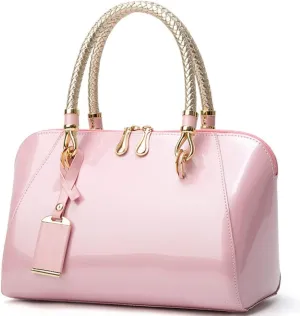Shiny Patent Women Faux Leather Handbags Crossbody Bag Top Handle Purse Satchel Bag Shoulder Bag