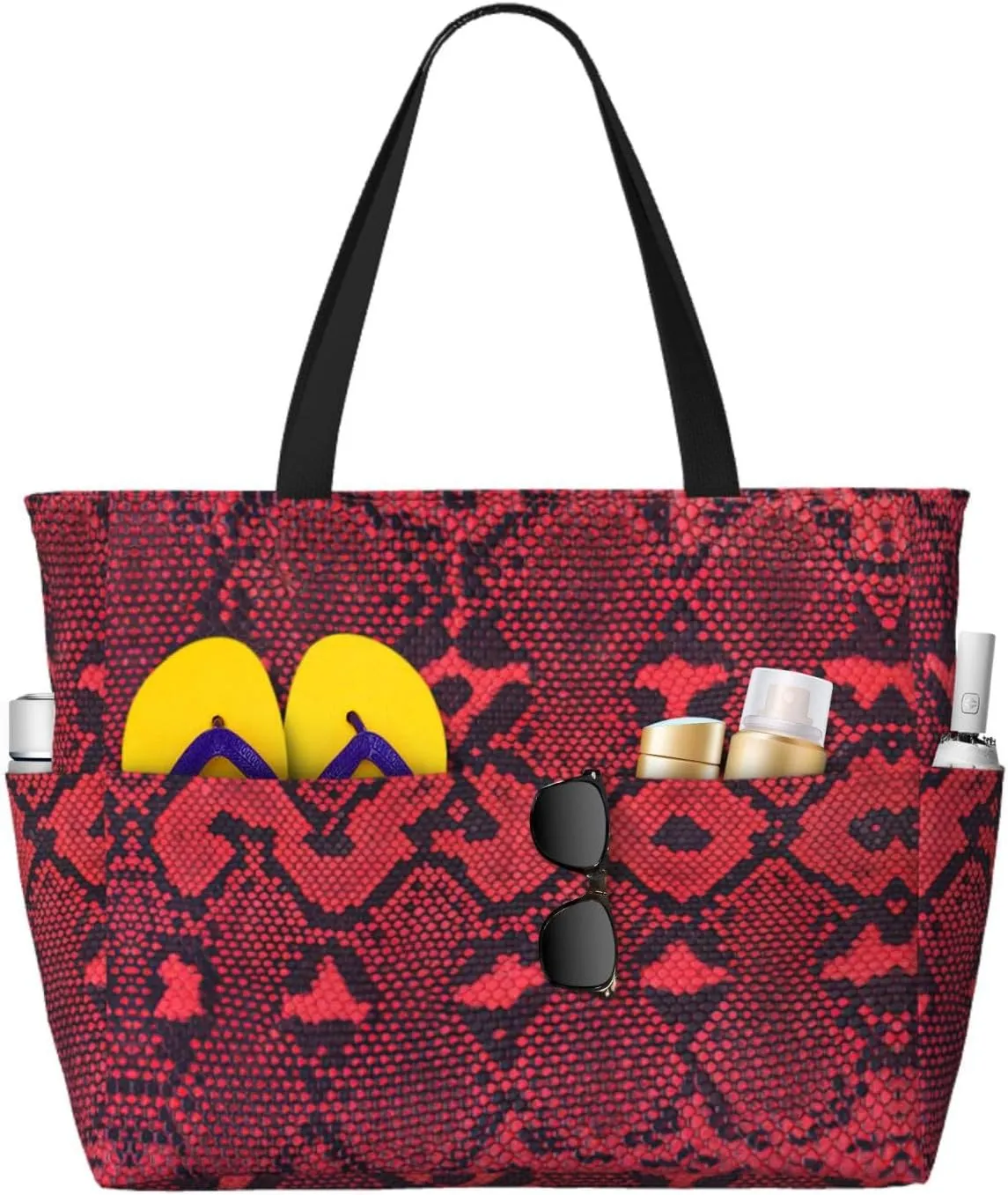 Shiny Pattern Large Capacity Beach Travel Bag - Waterproof Zipper Vacation Tote for Sandproof Storage, and Camping