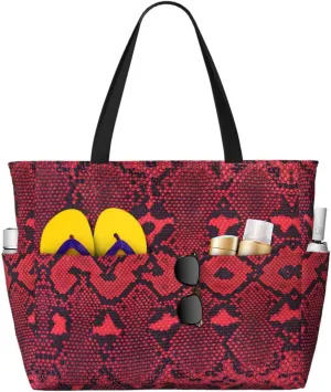 Shiny Pattern Large Capacity Beach Travel Bag - Waterproof Zipper Vacation Tote for Sandproof Storage, and Camping