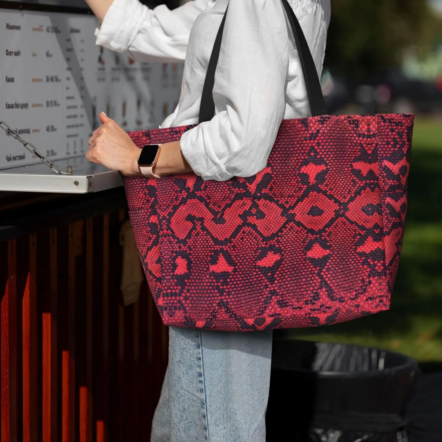 Shiny Pattern Large Capacity Beach Travel Bag - Waterproof Zipper Vacation Tote for Sandproof Storage, and Camping