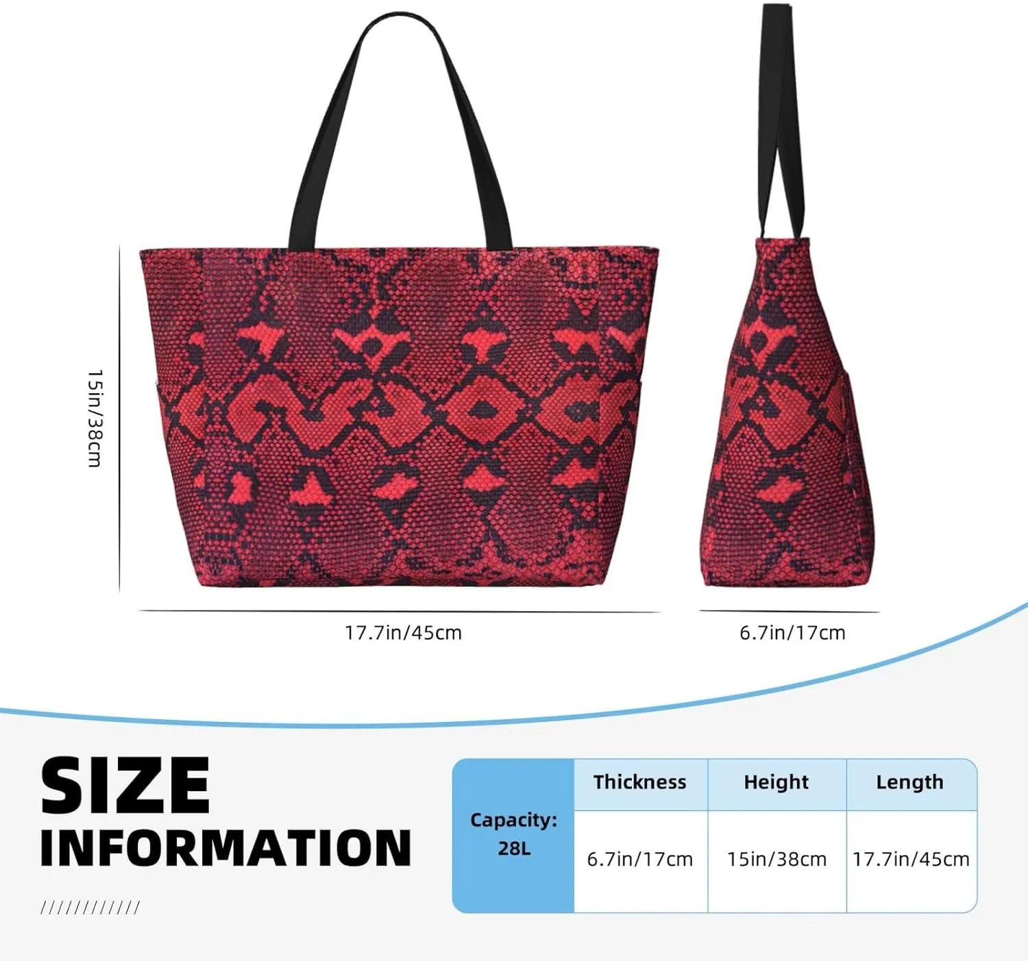 Shiny Pattern Large Capacity Beach Travel Bag - Waterproof Zipper Vacation Tote for Sandproof Storage, and Camping