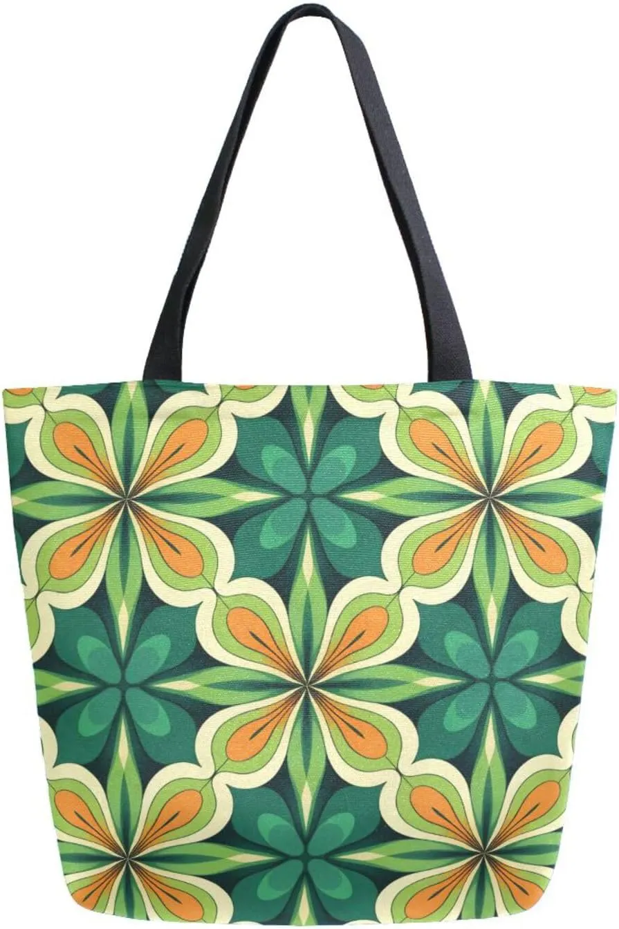 Shoulder Bag for Women Canvas Tote Bag Symmetrical Leaves Handbags for Mom Sister Teacher Friend
