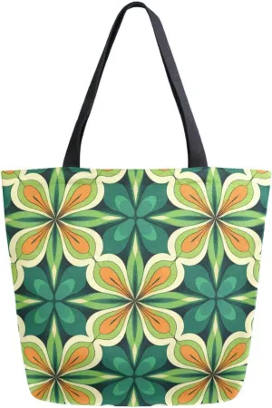 Shoulder Bag for Women Canvas Tote Bag Symmetrical Leaves Handbags for Mom Sister Teacher Friend
