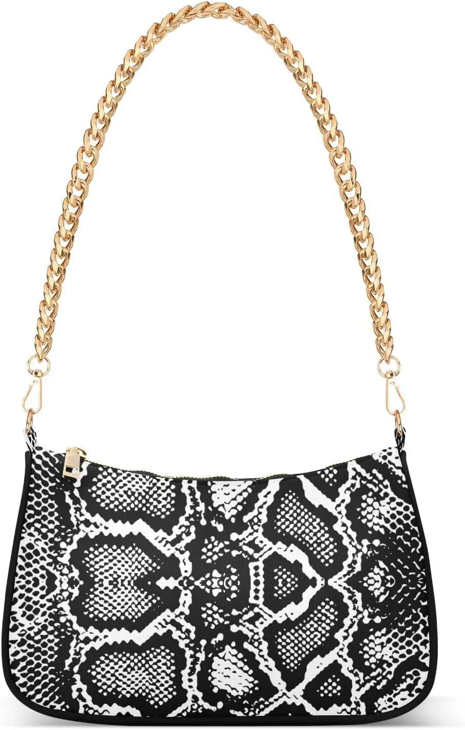 Shoulder Bag Snake Skin Black White Women Clutch Handbag Shoulder Purch Boho Bag Date Chain Bag Tote Bag Spring Holiday Birthday Gift for Girlfriend, Wife, Lover