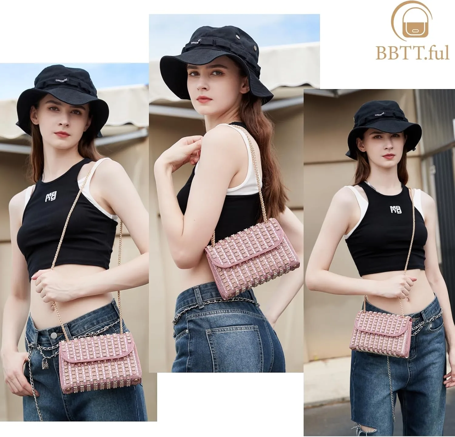 Shoulder Bags Crossbody Bag Purses Handbags Crystals Rhinestone Evening Bag for Women Clutch Purse with Chain