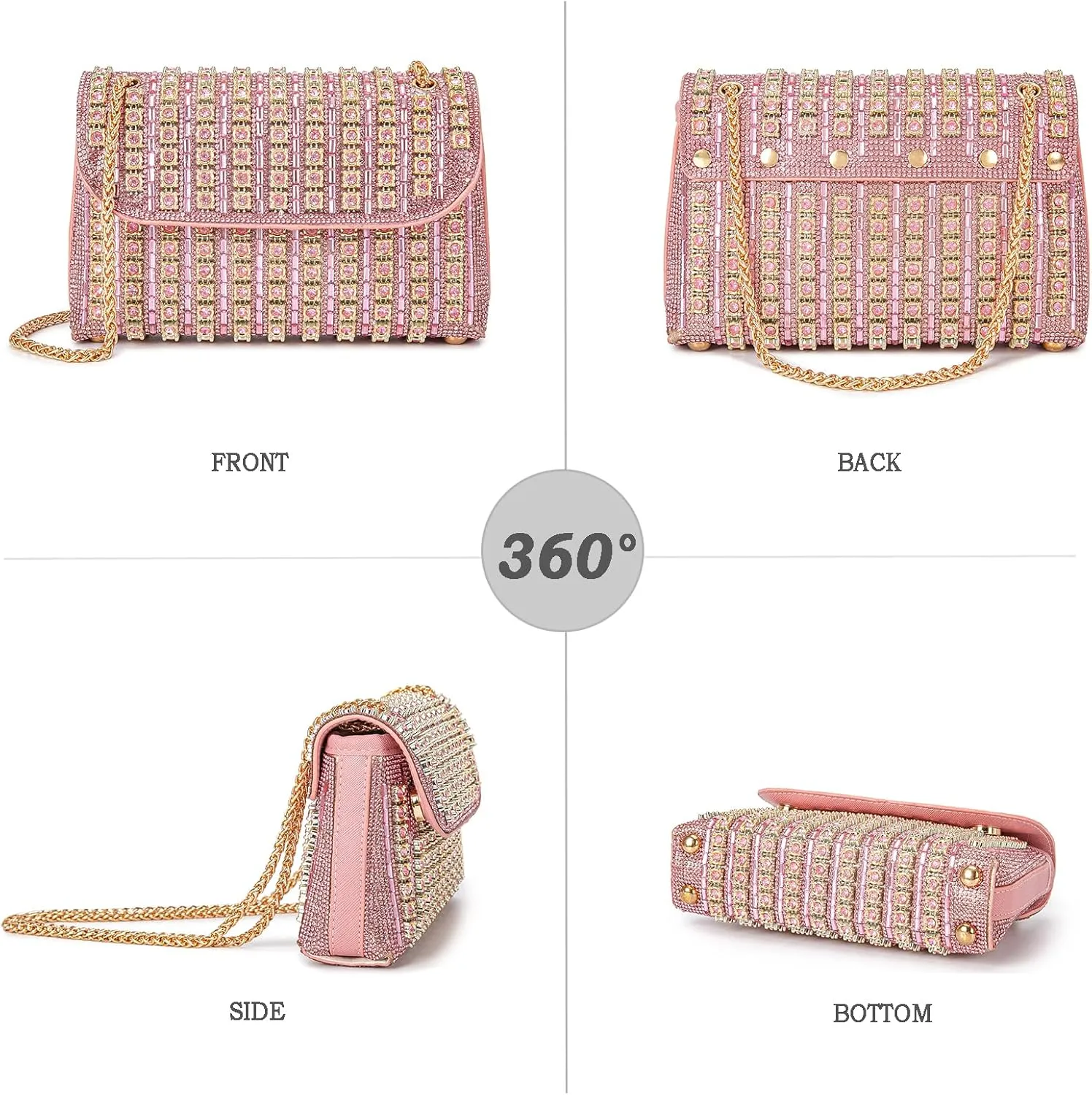 Shoulder Bags Crossbody Bag Purses Handbags Crystals Rhinestone Evening Bag for Women Clutch Purse with Chain