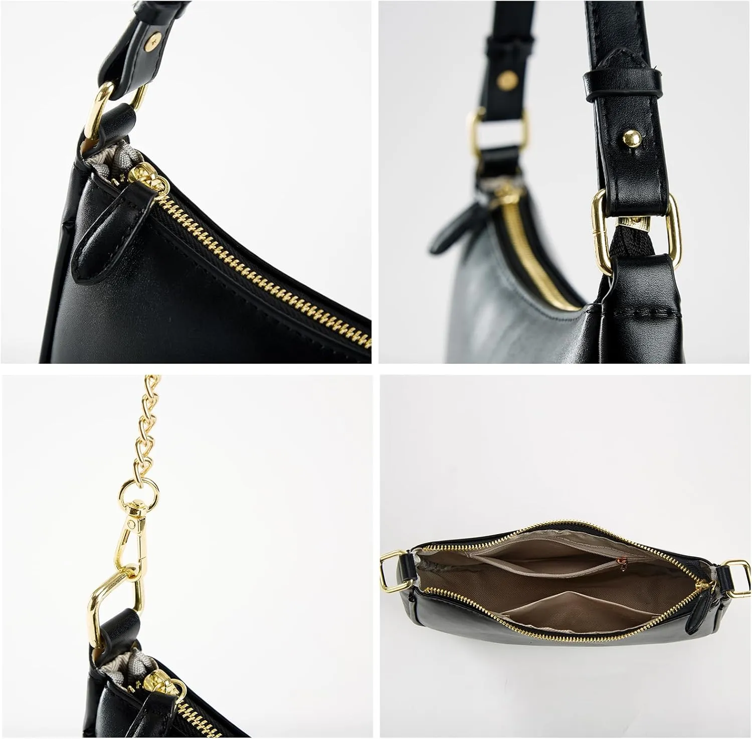 Shoulder Bags for Women Leather Hobo Sling Tote Handbag Retro Clutch Purse with 2 Removable Straps and Zipper Closure