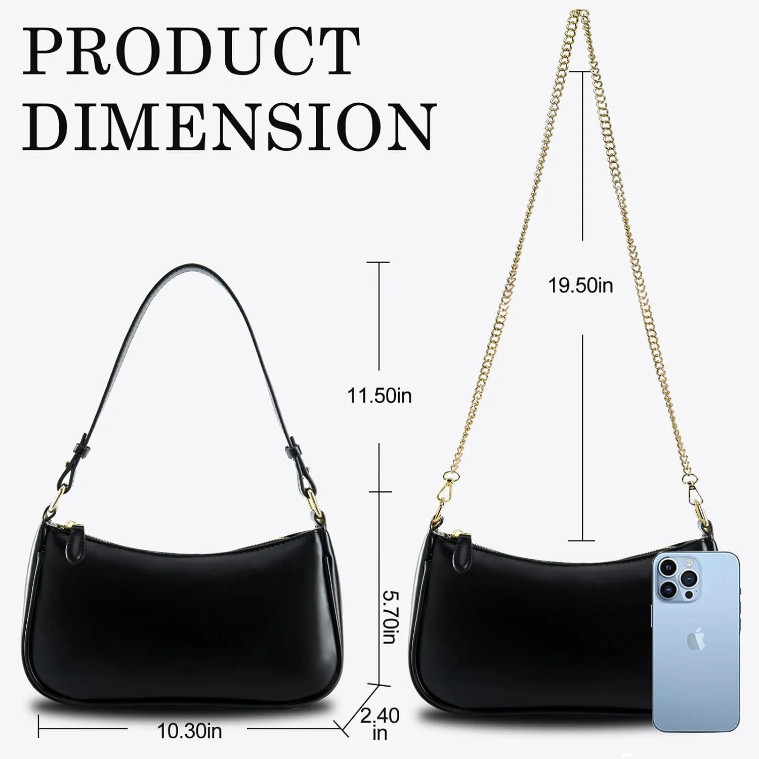 Shoulder Bags for Women Leather Hobo Sling Tote Handbag Retro Clutch Purse with 2 Removable Straps and Zipper Closure