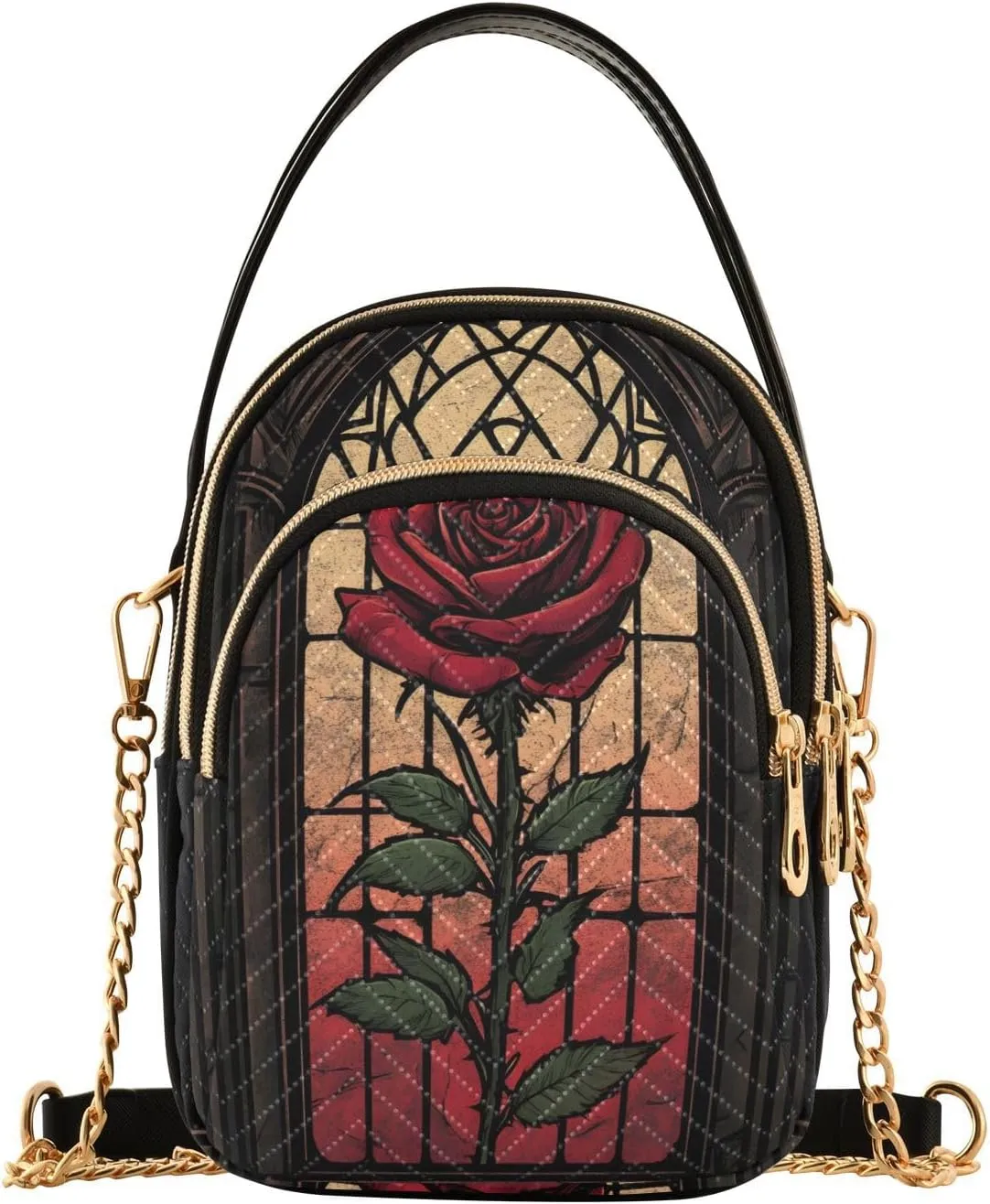 Shoulder Handbag Mystery Red Roses Print Crossbody Purse for Women Stylish Ladies Shoulder Bag Top Handle Satchel