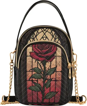 Shoulder Handbag Mystery Red Roses Print Crossbody Purse for Women Stylish Ladies Shoulder Bag Top Handle Satchel
