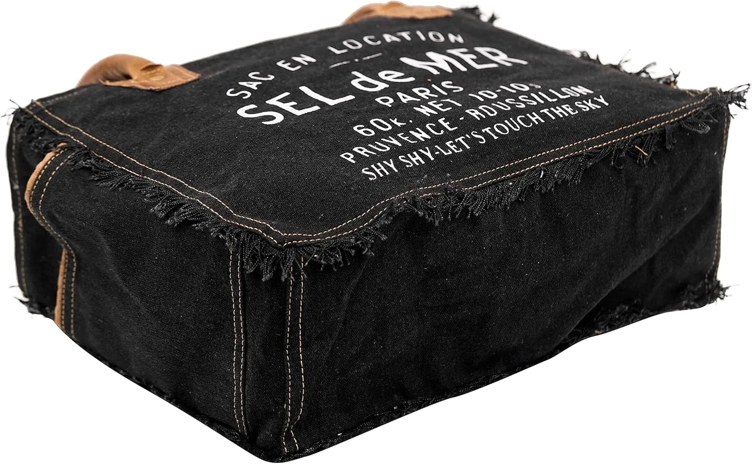 Shy Shy Bags Sel De Mer Canvas & Cowhide Tote Bag - Upcycled Radiant Leather Hand Bag