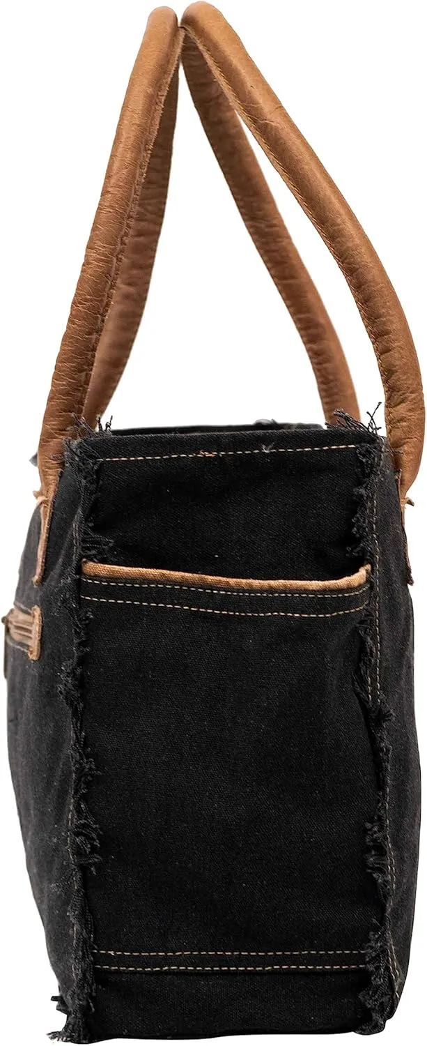 Shy Shy Bags Sel De Mer Canvas & Cowhide Tote Bag - Upcycled Radiant Leather Hand Bag
