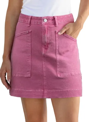 Sidefeel Women's Jean Skirt High Waisted Stretch Casual Summer Zimbaplatinum Denim Skirt with Pockets