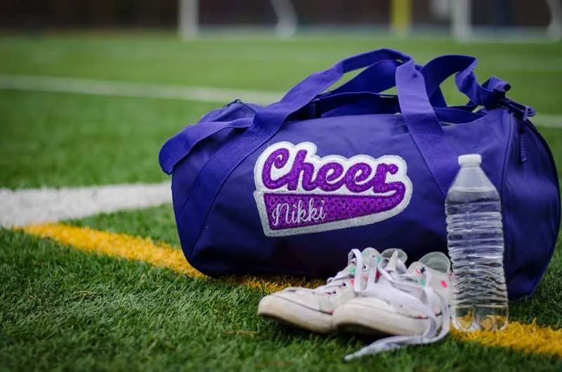 Silver and Purple Shimmer Personalized Cheer Tote or Duffle Bag