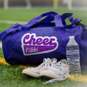 Silver and Purple Shimmer Personalized Cheer Tote or Duffle Bag