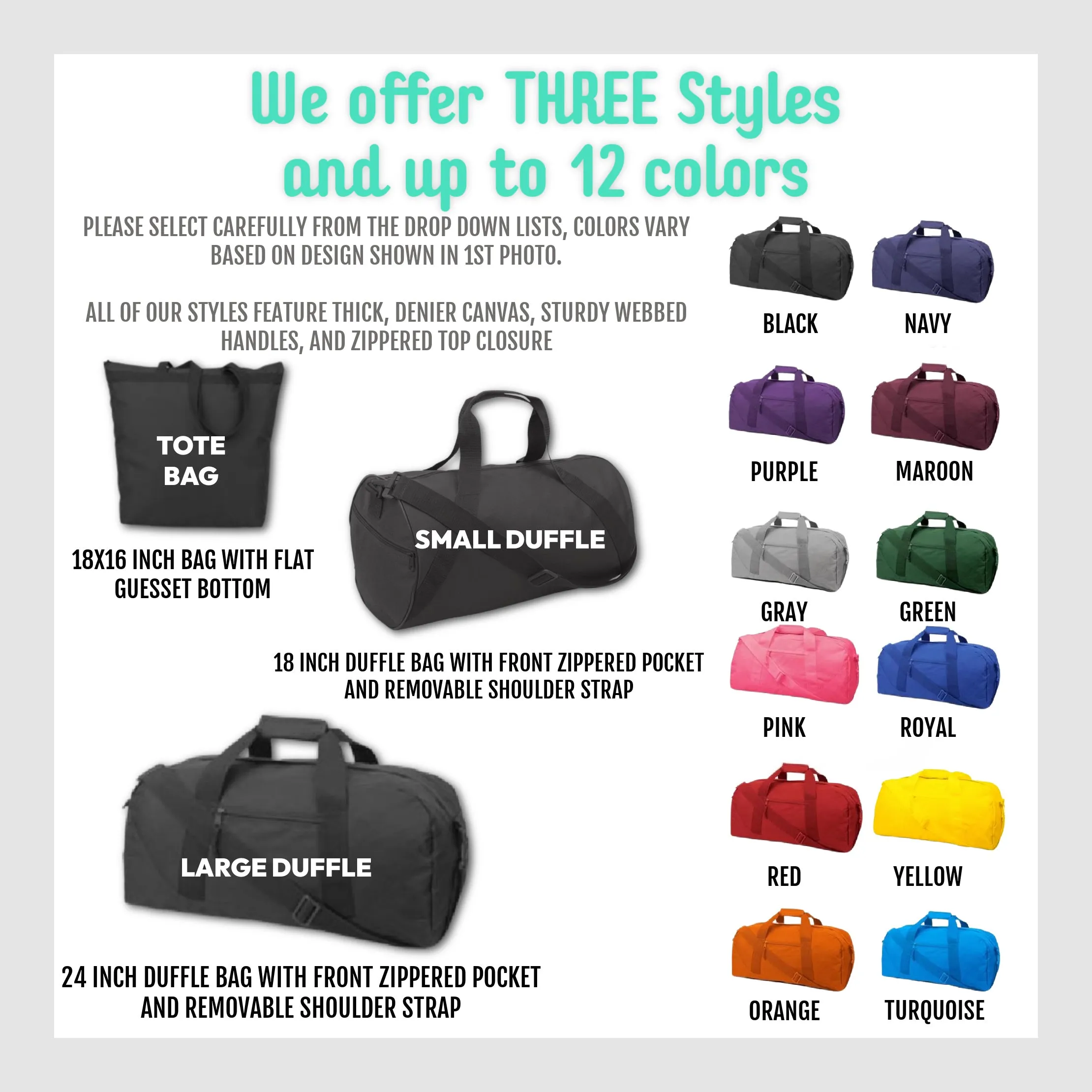 Silver and Purple Shimmer Personalized Cheer Tote or Duffle Bag