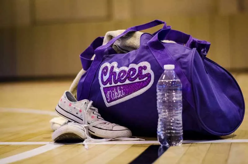 Silver and Purple Shimmer Personalized Cheer Tote or Duffle Bag