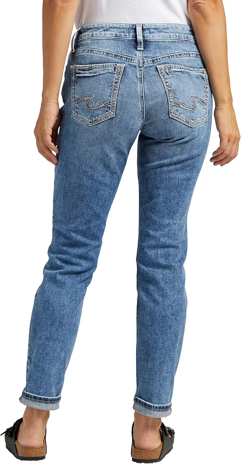 Silver Jeans Co. Women's Boyfriend Mid Rise Slim Leg Jeans