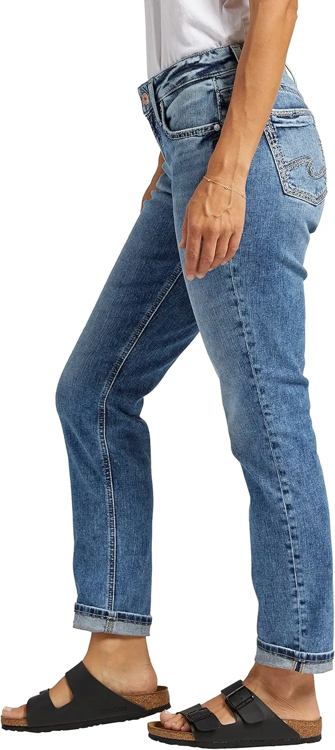 Silver Jeans Co. Women's Boyfriend Mid Rise Slim Leg Jeans
