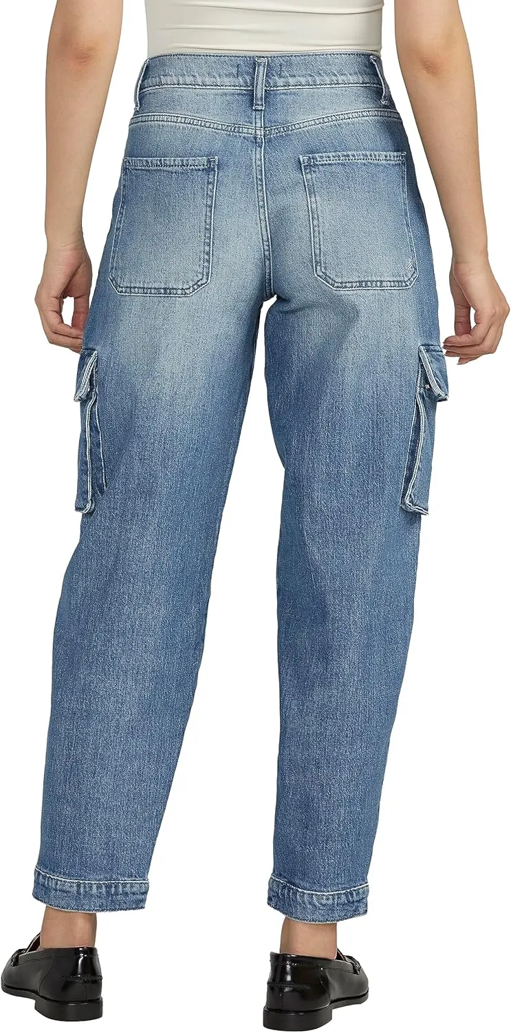 Silver Jeans Co. Women's Denim High Rise Cargo Pants-Legacy