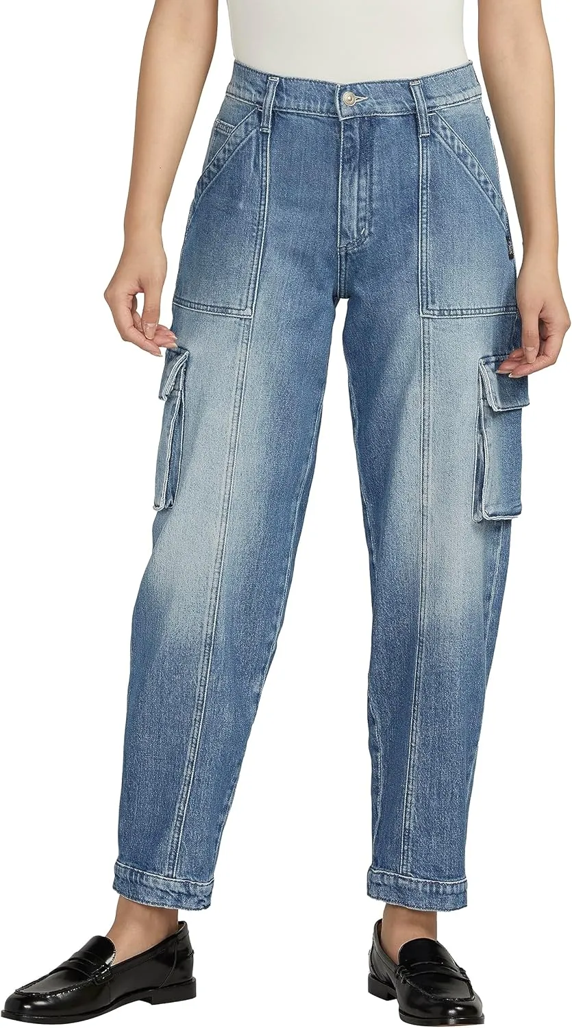 Silver Jeans Co. Women's Denim High Rise Cargo Pants-Legacy