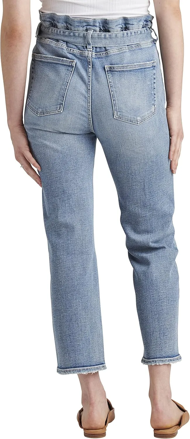 Silver Jeans Co. Women's Paper Bag High Rise Straight Crop Jeans