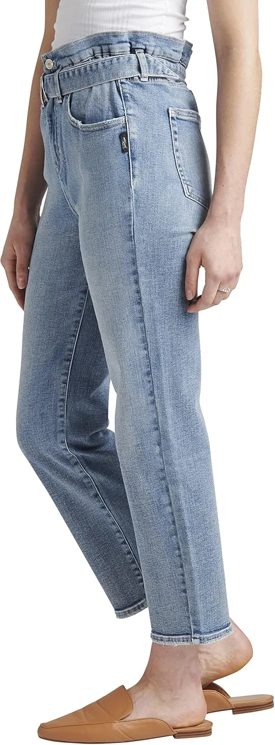 Silver Jeans Co. Women's Paper Bag High Rise Straight Crop Jeans