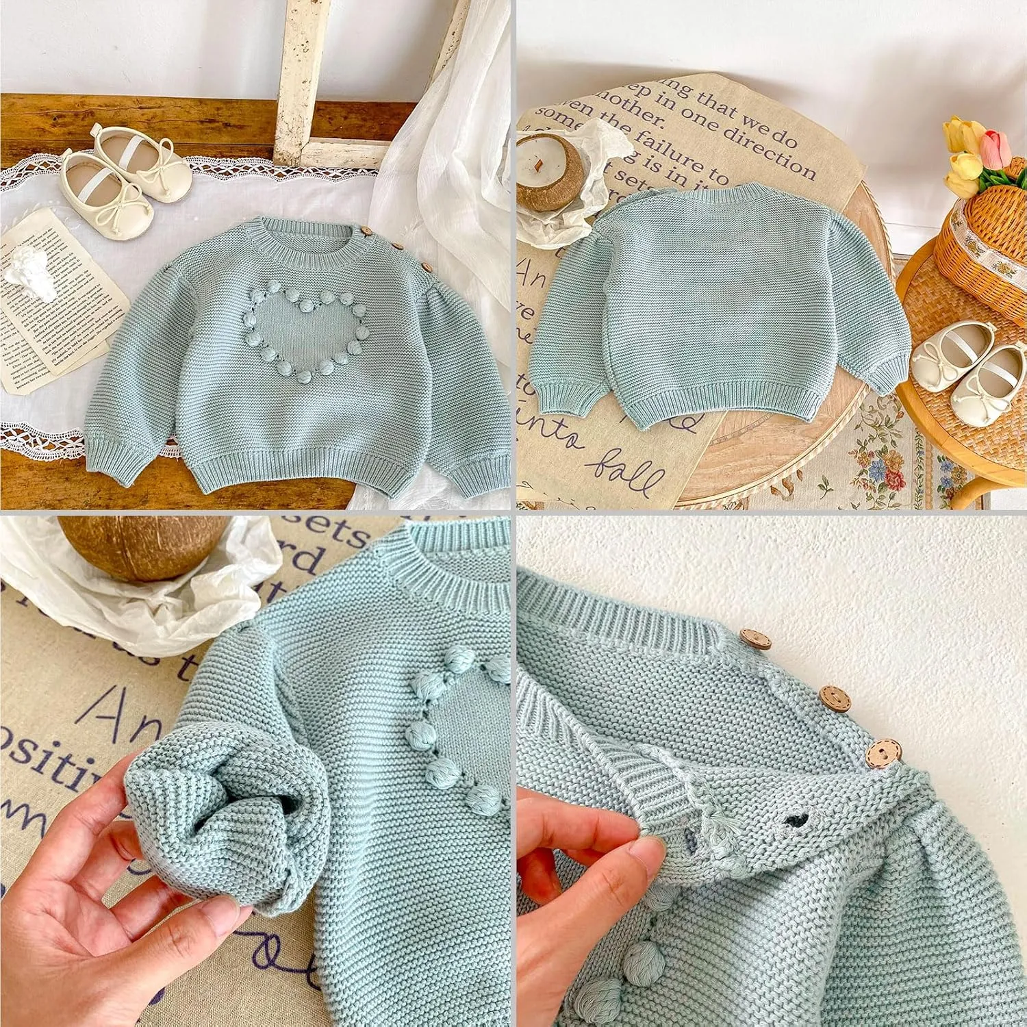 Simplee kids Baby Pullover Sweater Valentines Outfit Love Embroidery Knit Sweaters Coat for Autumn Fall and Winter