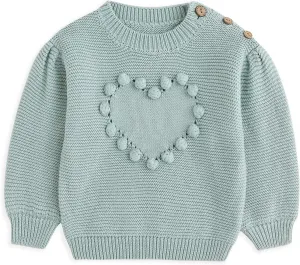 Simplee kids Baby Pullover Sweater Valentines Outfit Love Embroidery Knit Sweaters Coat for Autumn Fall and Winter