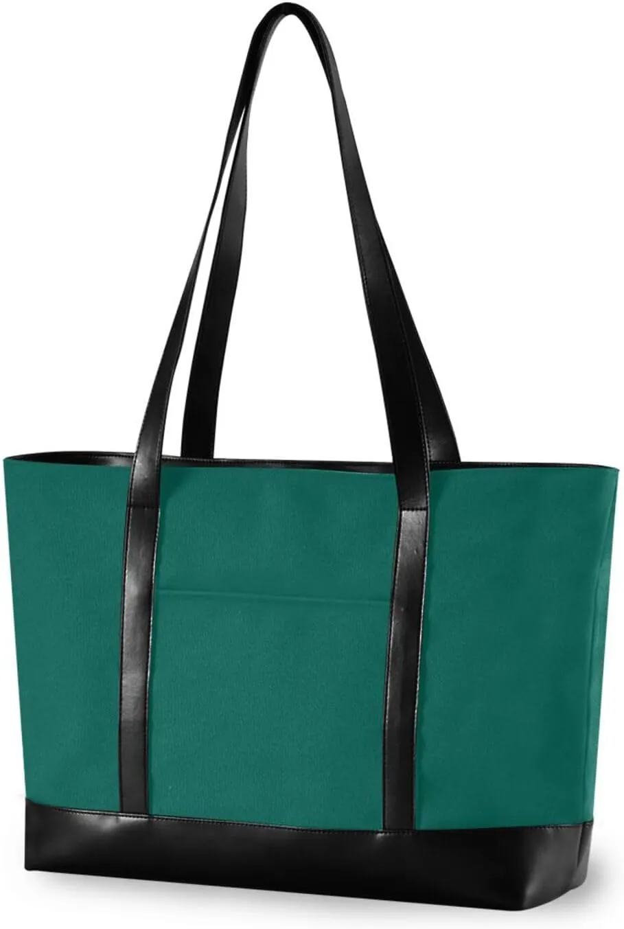 Sinestour Hunter Green Tote Bag with Zipper Work Shoulder Handbag with Compartments Canvas Tote Purse for Travel Ladies Women
