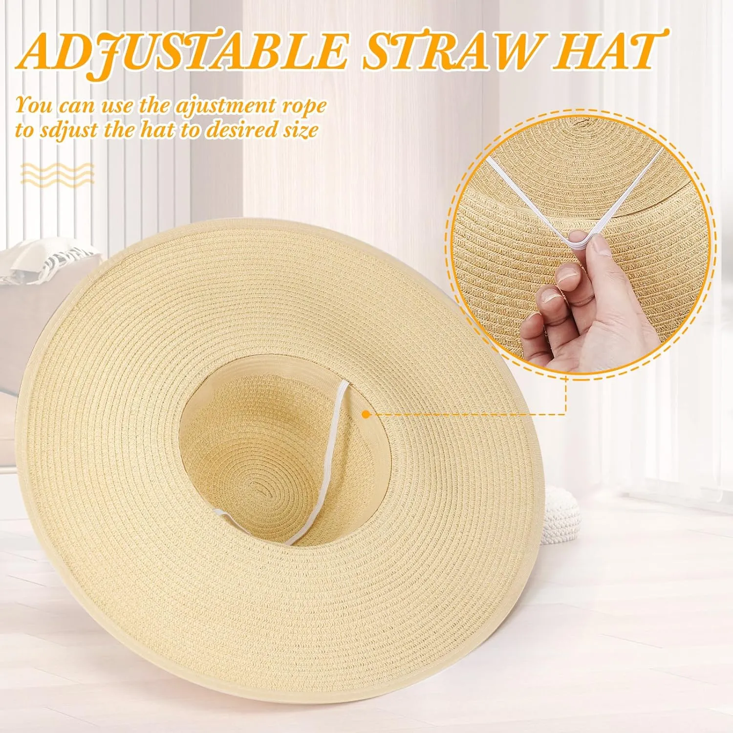 Sintuff 4 Pcs Women's Wide Brim Straw Hats Big Floppy Foldable Roll up Cap Beach Sun Hat UPF 50  for Summer