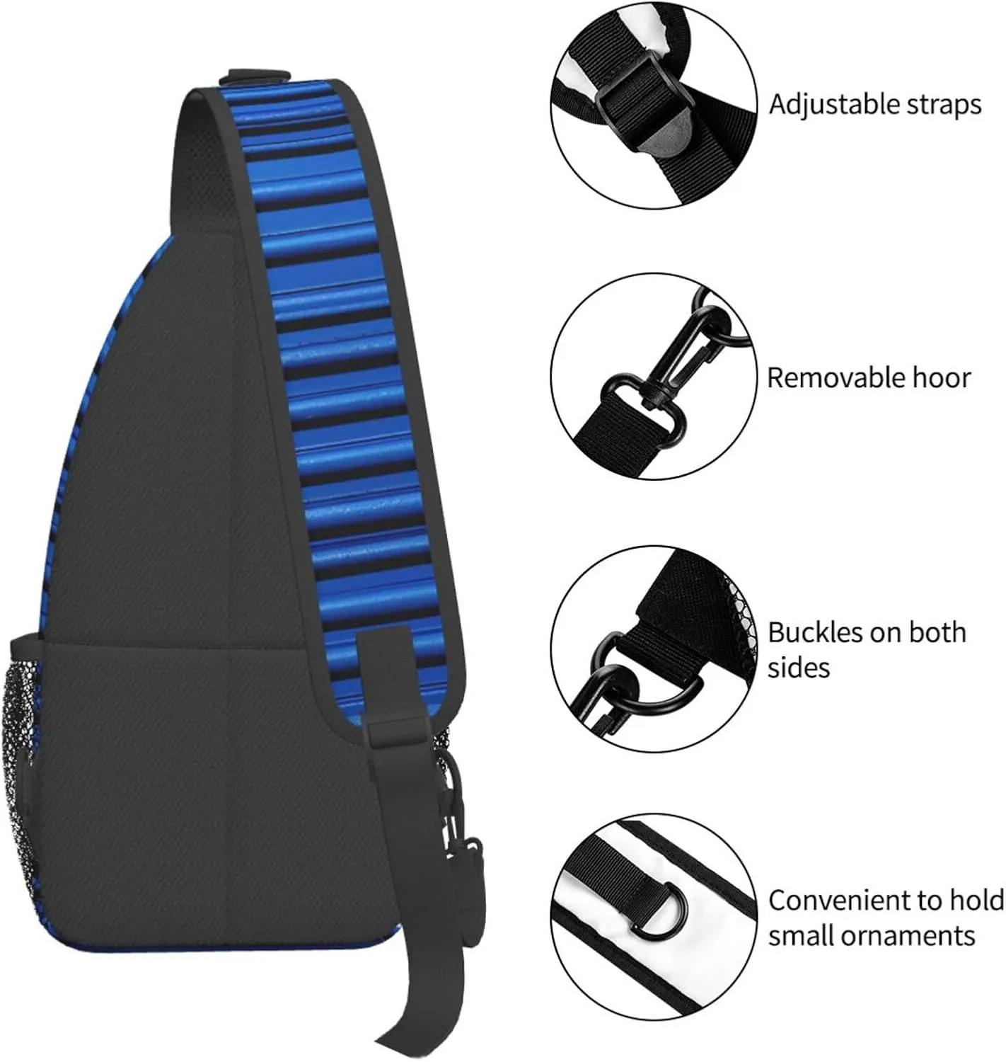 Sling Backpack Bag For Men Blue Corrugated Wall Art Cross Chest Bag Crossbody Shoulder Bag Travel Hiking Daypack