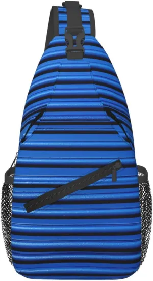 Sling Backpack Bag For Men Blue Corrugated Wall Art Cross Chest Bag Crossbody Shoulder Bag Travel Hiking Daypack