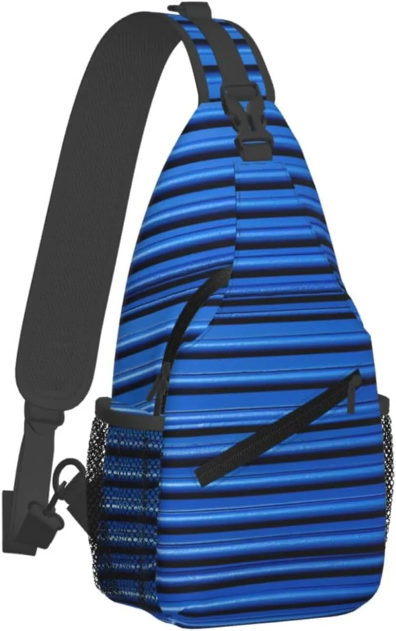 Sling Backpack Bag For Men Blue Corrugated Wall Art Cross Chest Bag Crossbody Shoulder Bag Travel Hiking Daypack