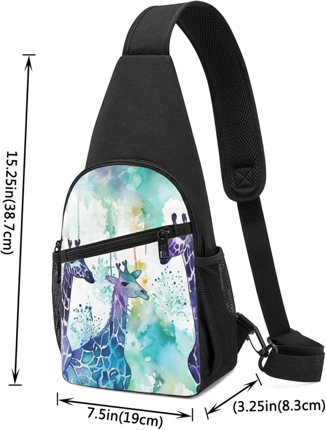 Sling Bag Backpack for Men Women Crossbody Giraffe Silhouette Chest Bag Crossbody Bag for Travel Sport Running