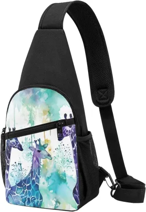 Sling Bag Backpack for Men Women Crossbody Giraffe Silhouette Chest Bag Crossbody Bag for Travel Sport Running