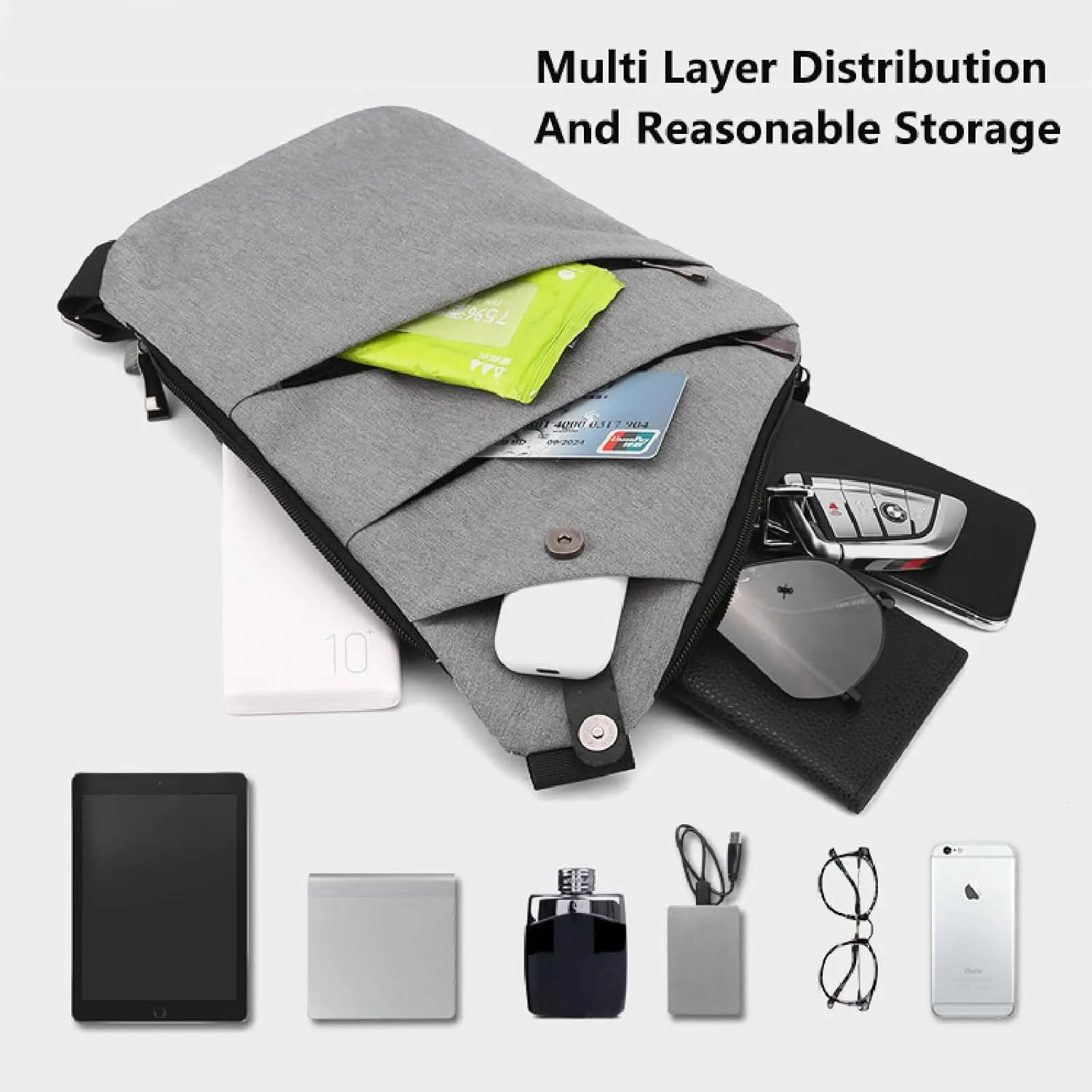 Sling Crossbody Bags Anti-Thief Slim Personal Chest Bags Waterproof Purse Handbag Backpack for Travel Camping,Green,Right