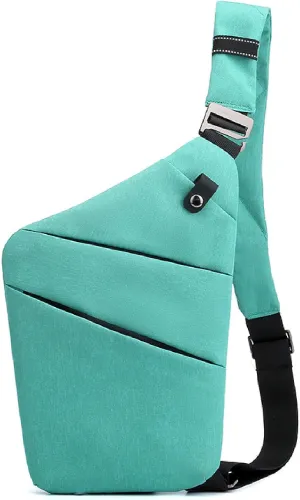 Sling Crossbody Bags Anti-Thief Slim Personal Chest Bags Waterproof Purse Handbag Backpack for Travel Camping,Green,Right