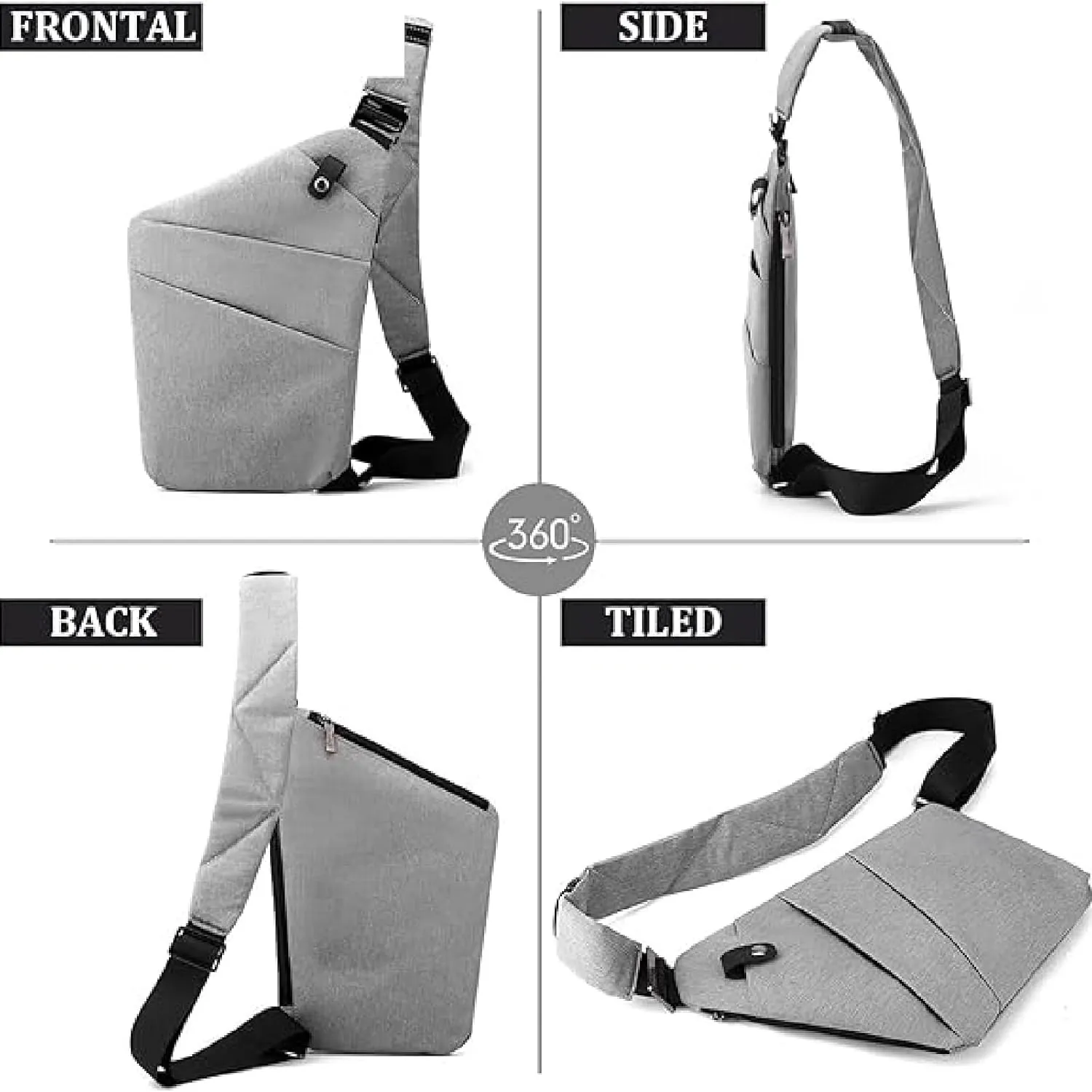 Sling Crossbody Bags Anti-Thief Slim Personal Chest Bags Waterproof Purse Handbag Backpack for Travel Camping,Green,Right